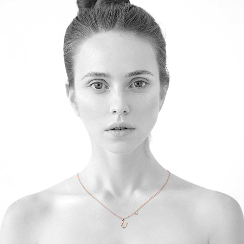 Solid 925 Sterling Silver Initial Crystal Personalised Alphabet Letter Necklace Rose Gold Filled